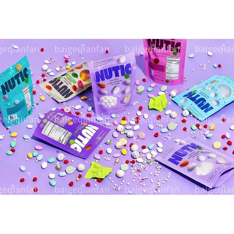 Ar foliju laminētas plastmasas atkārtoti noslēdzami rāvējslēdzēja maisiņi, izejamie ēdamie iepakojumi, smaržu necaurlaidīgi konfekšu gumijas sveķi 3,5 g Mylar maisiņi ar pasūtījuma apdruku